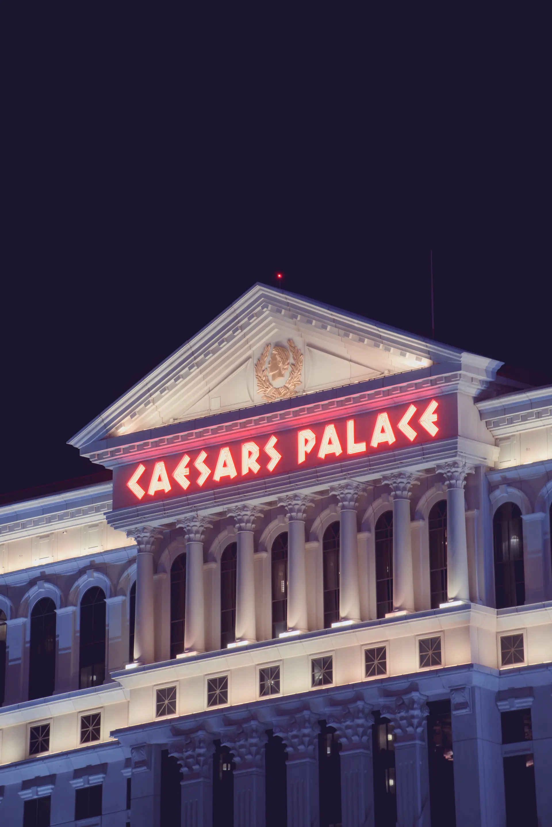 Neon-lit casino building